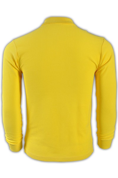 SKLPS008 solid color banana yellow 049 long-sleeved men's Polo shirt 1AD01 supply order solid color long-sleeved polo shirt cotton breathable polo shirt polo shirt made in hong kong price front view